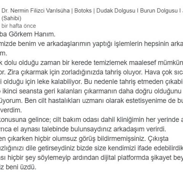 Dr. Nermin Filizci Varılsüha - Yapılamayan Medikal Cilt Bakımı