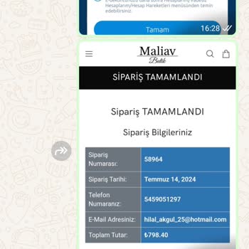 Maliav Butik (instagram: maliavdesign) Sipariş Verdim, Ne Ürün Ne İade Geldi!