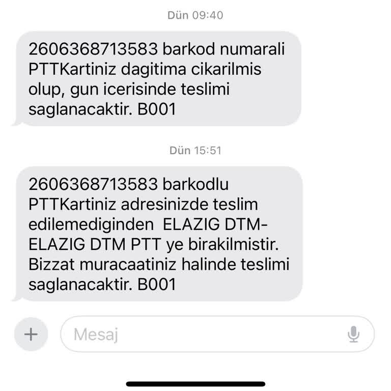 PTT Kargo Elazığ PTT Şikayet