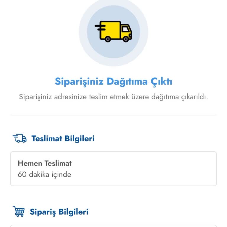 Cepte Şok Sipariş Getirmiyor.