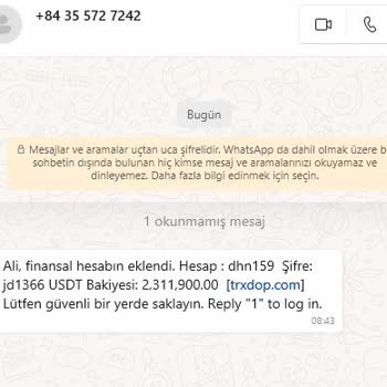 WhatsApp'tan Gelen Mesaj