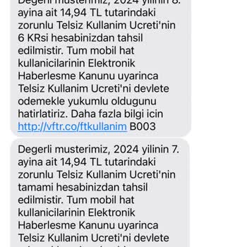 Vodafone Telsiz Kullanım Ücreti