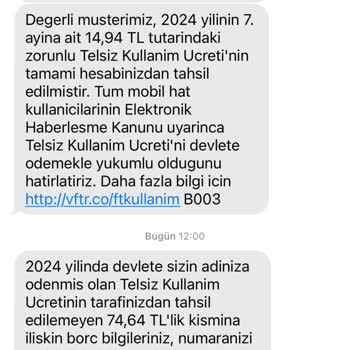 Vodafone Telsiz Kullanım Ücreti