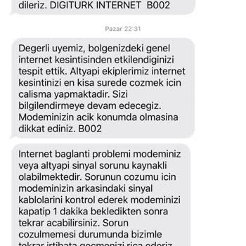 Digiturk İnternet Altyapı Sorunu İnternet Sağlayamaması