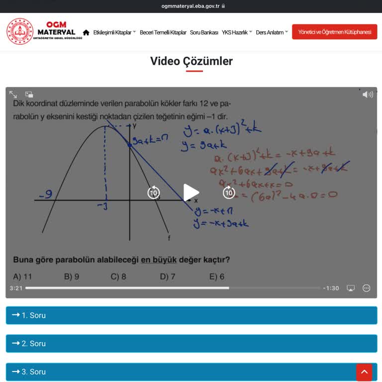 MEB Video Çözüm Matematik