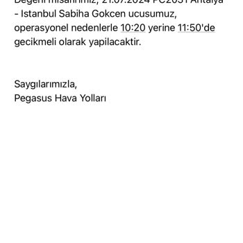 Pegasus Uçuş Ertelemesi Ve Yetersiz Telafi