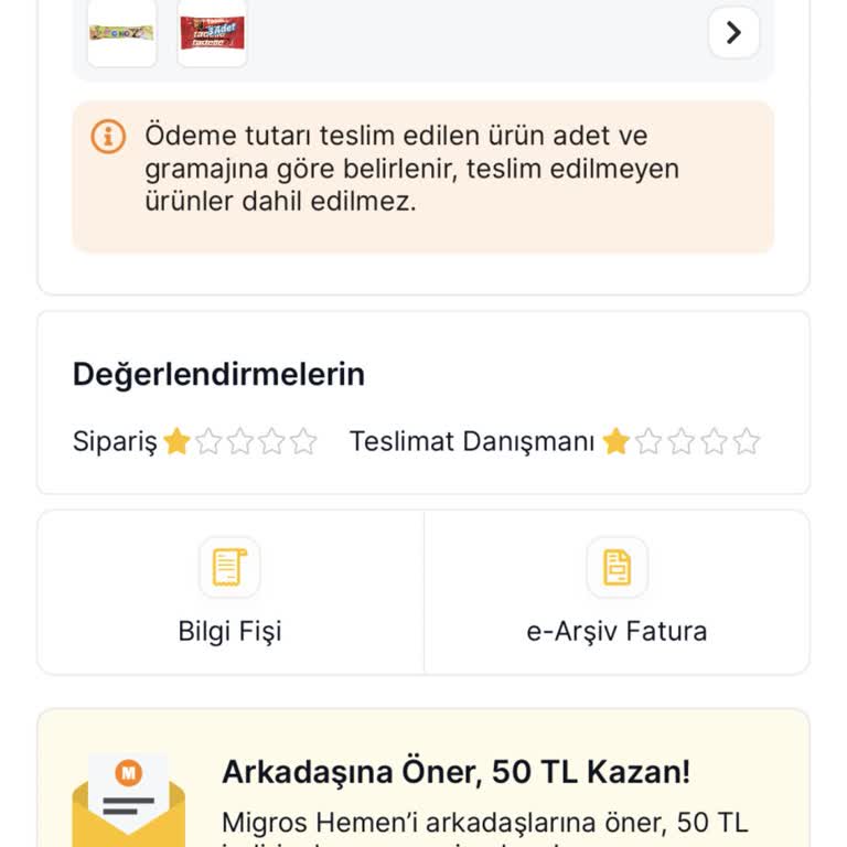 Migros Hemen Eksik Ürün