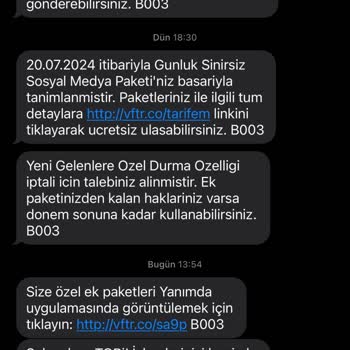 Vodafone İnternet Aşım Paketi Durma Özelliği Olduğu Halde