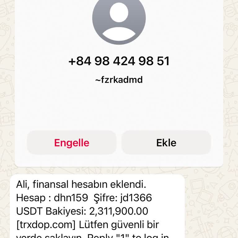 WhatsApp Dan Tanınmayan Kişiden Gelen Mesaj
