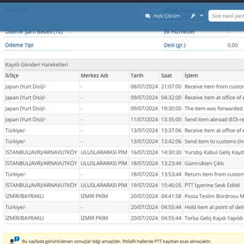 PTT Kargo Gümrük Fiyatı Yok Ve Doğru Bilgi Gösterilmiyor