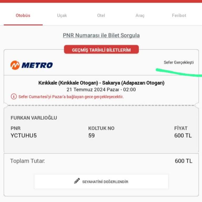 Metro Turizm Metro Firmasının Unuttuğu Yolcu