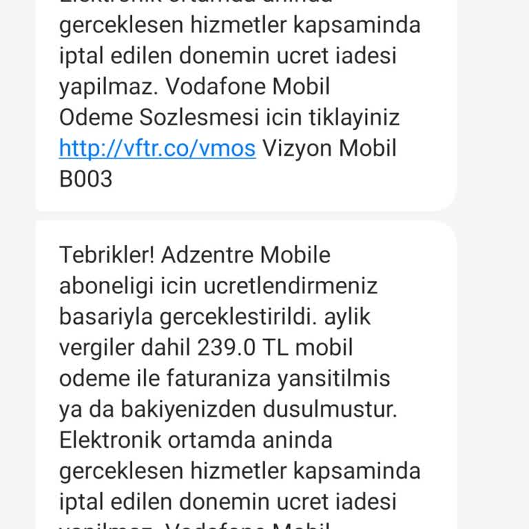 Vodafone Otomatik SMS Onayı