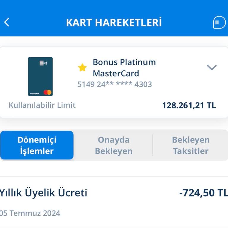 Denizbank Yıllık Kart Aidatının Geri İade Edilmesini İstiyorum
