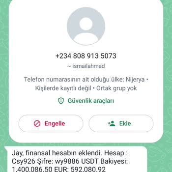 WhatsApp Bilmediğim Bir Bağlantıdan Mesaj Aldım