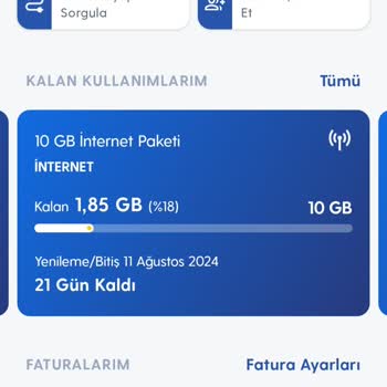Turkcell GB Bitme Hızı