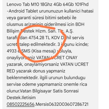 Vatan Bilgisayar Tablet Fiyatından Fazla Ekran Tamir Fiyatı Çıkardı.