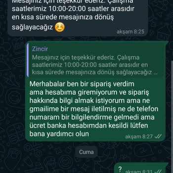 Zincirwear Ücreti Alıp Ürünü Göndermedi