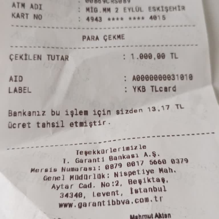 Yapı Kredi Bankası ATM Sorunları Ve Ek Ücretler İle Mağduriyet