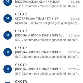 OKX 20 Gündür Blokeli Hesabım