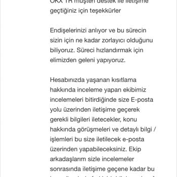 OKX 20 Gündür Blokeli Hesabım