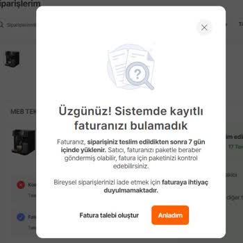 Hepsiburada, Tedarikçisi MEB Teknoloji Faturasız Ürün Göndermesi.