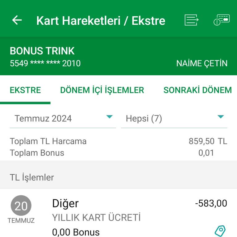 Garanti BBVA Fahiş Kart Aidatı
