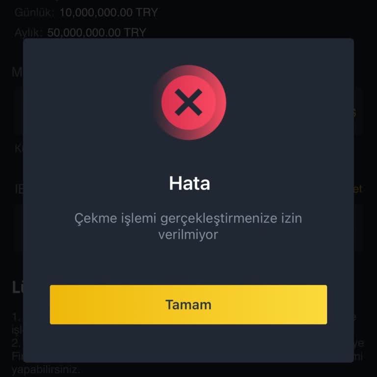 Binance TR Para Çekme İzin Verilmiyor