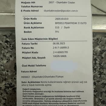 Columbia Pişmanlıktır. Müşterisinin Ve Ürünün Arkasında Durmuyor.