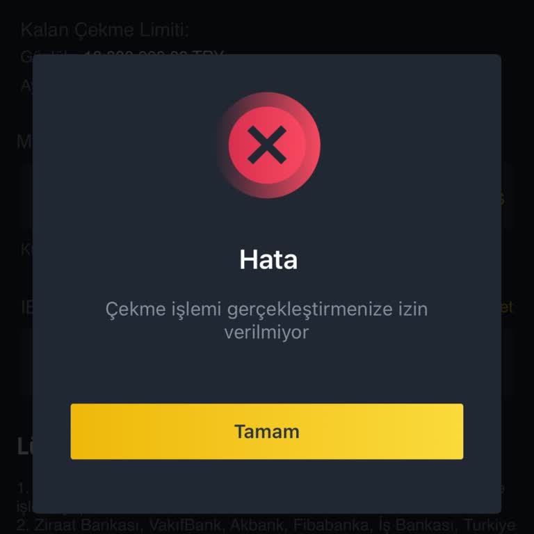 Binance TR Çekim İşlemi Yapmanıza İzin Verilmiyor Sorunu?