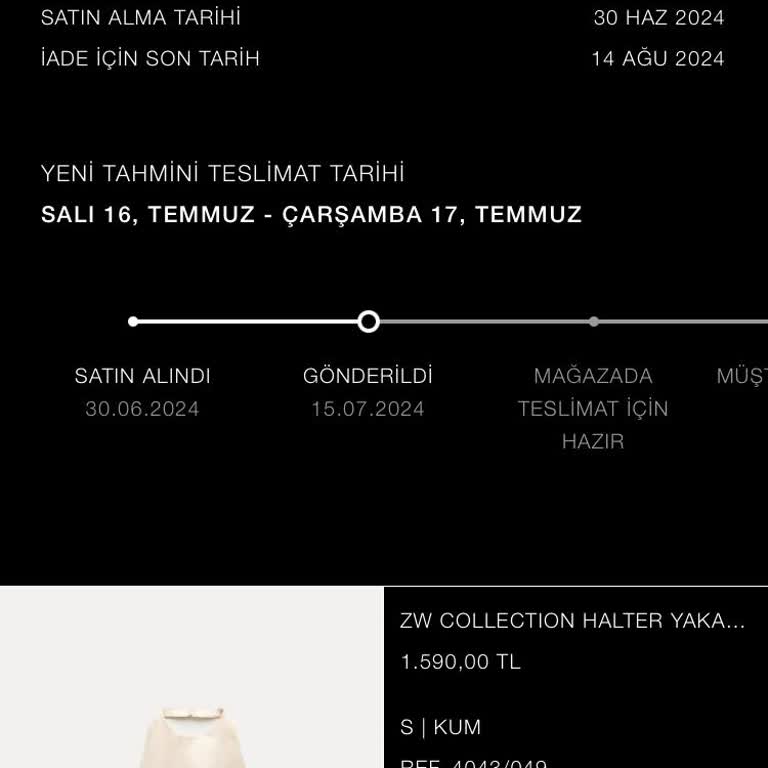 Zara Online Sipariş Hatası
