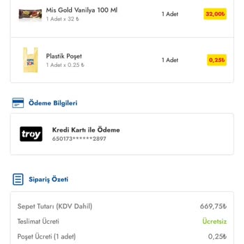 Teslim Edilmedi Şok Market