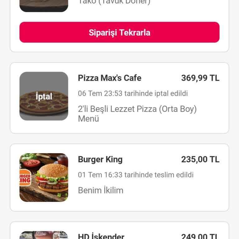 Yemeksepeti Sürekli Siparişim Restoran Tarafından İptal Ediliyor
