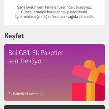 Vodafone Yeni Tarife Önermiyor