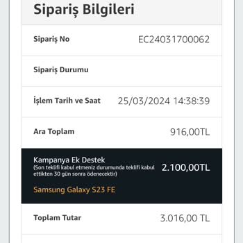 EasyCep Ek Ödeme Kampanyası