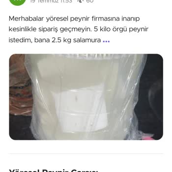 Yöresel Peynir Çarşısı Yanlış Ürün Ve Kötü Müşteri Hizmeti Deneyimi