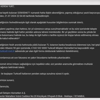 Turkcell Kendi Hatasını Benim Çözmemi İstiyor