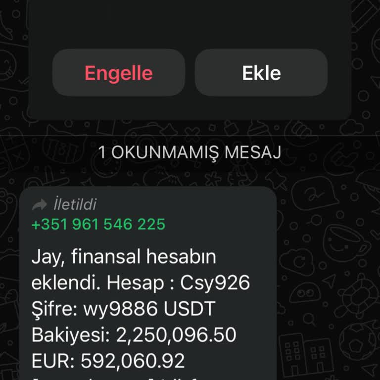 WhatsApp Jay Finansal Hesabın Eklendi