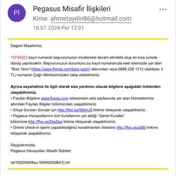 Pegasus Bilet İptal Ve Maddi Hakların İadesi