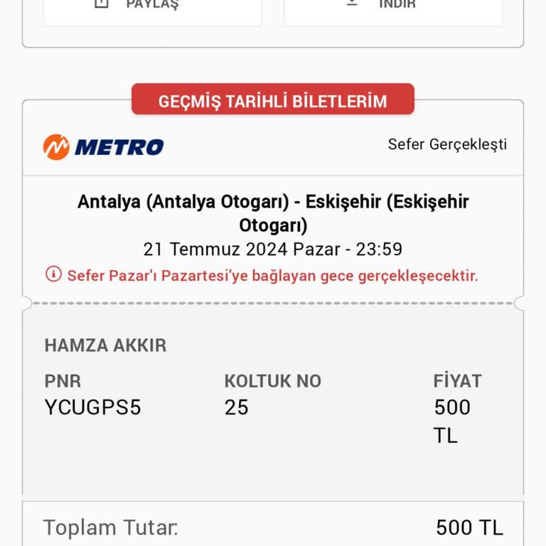 Metro Turizmin Gelmeyen Otobüsleri