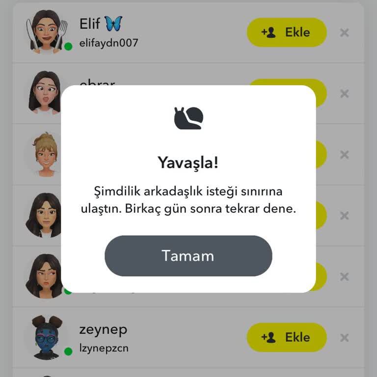 Snapchat Çok Fazla Arkadaşın Var Biraz Yavaşla Hatası