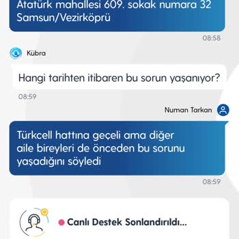 Turkcell Canlı Destek Talebim Keni Kendiliğine Sonlandırıldı