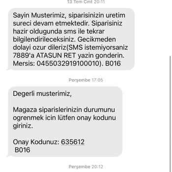 Atasun Optik Gözlük Siparişimde Gecikme Ve İletişim Sorunu