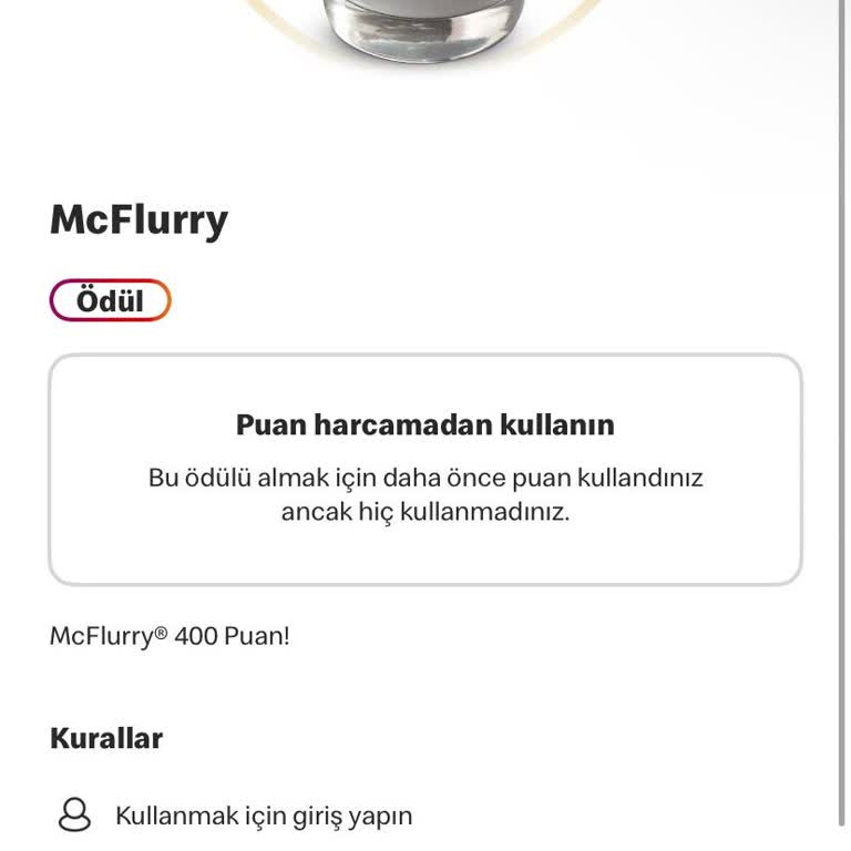 McDonald's Puanla Aldığım Ürünü Kullanamıyorum