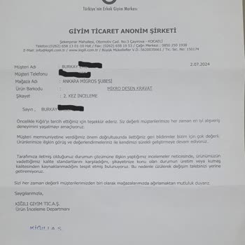 Kiğılı Ankara Ankamall Şubesi Defolu Ürün