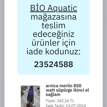 Epttavm Arnica Merlin Süpürge İade Sorunu