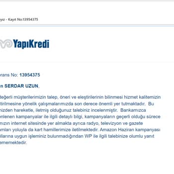 Yapı Kredi Bankası World Kredi Kartı Amazon Kampanyasında Puan Yüklenmedi