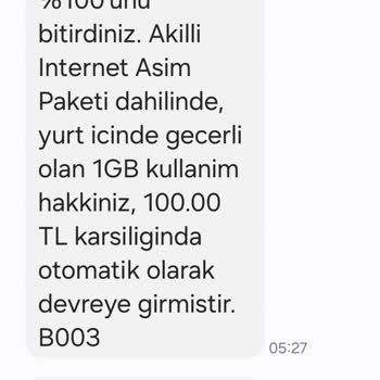Vodafone Akıllı Durma Olmasına Rağmen Aşım Yapıyor.