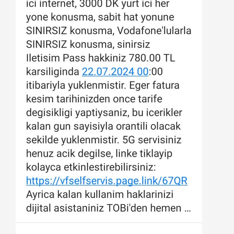 Vodafone Taahhüt Süresinden Önce Paketimi Sonlandırdı