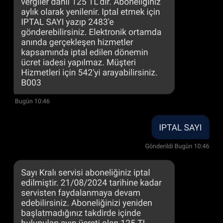 Vodafone Yanlış İşlem İçin İptal Talebi