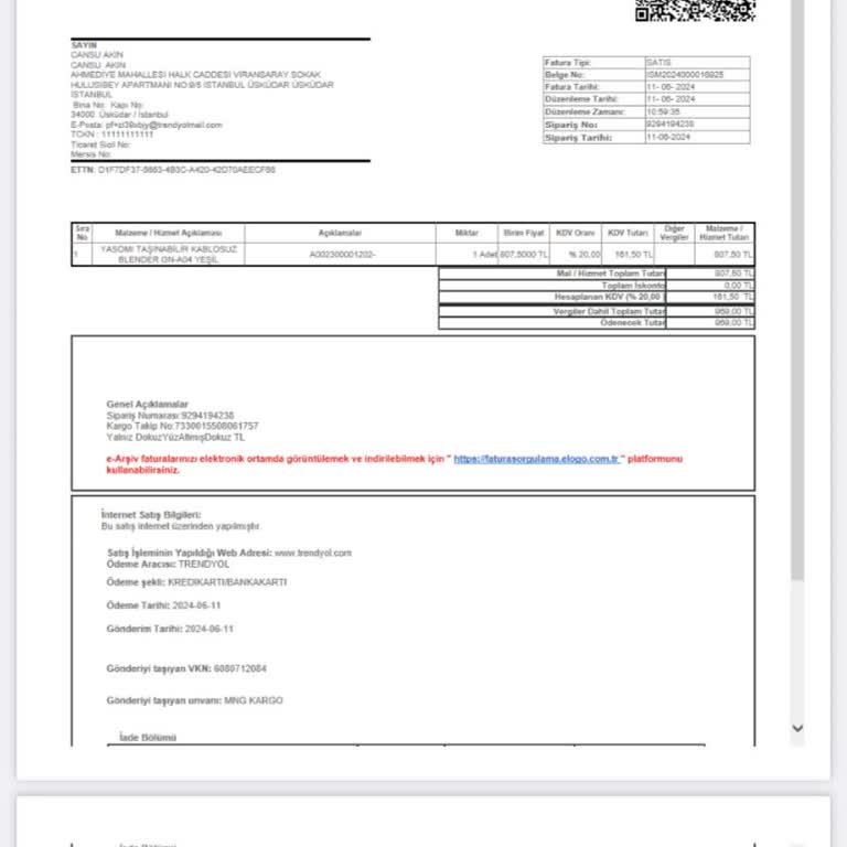 Yasomi Blender Trendyol Bozuk Ürün İade Alınmadı